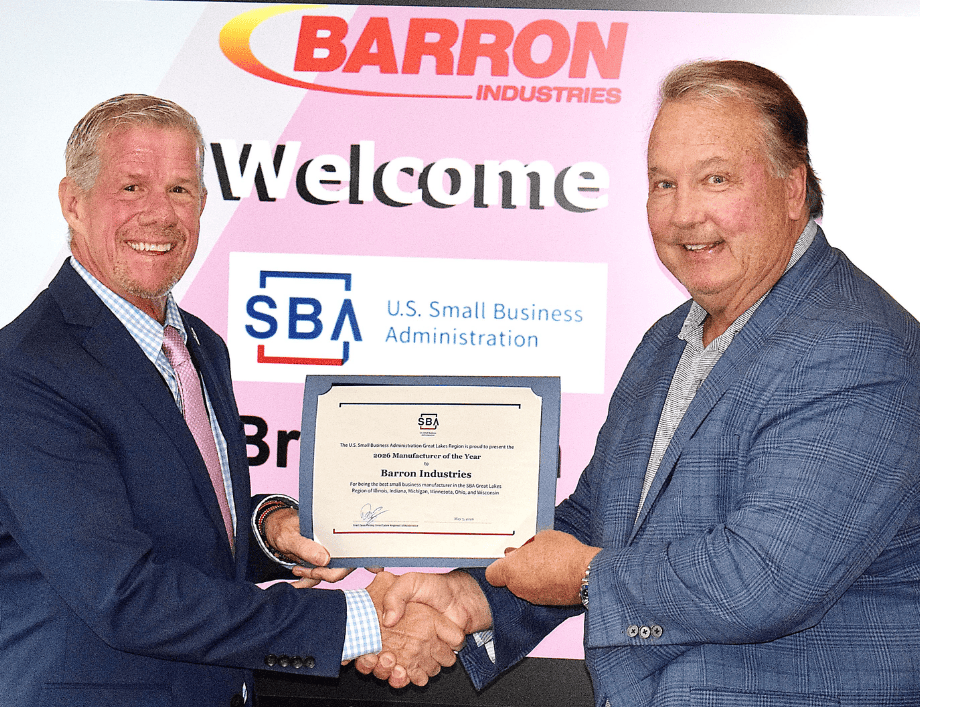 SBA Honors Barron Industries as Great Lakes Manufacturer of the Year