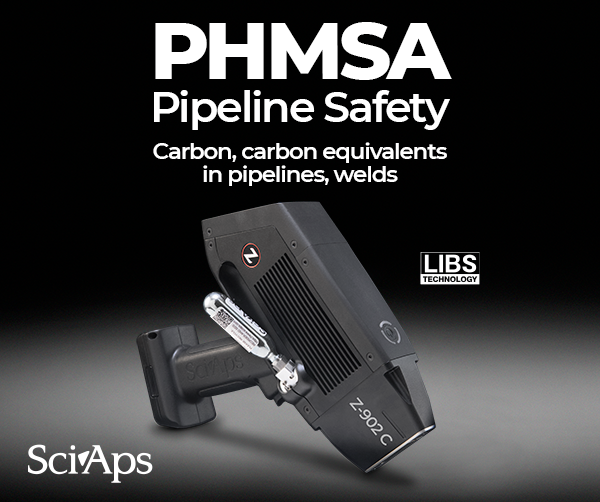 Z-902-Carbon-LIBS-Pipeline-Carbon-Testing Z-902 Carbon handheld LIBS analyzer measuring carbon equivalents in pipeline welds